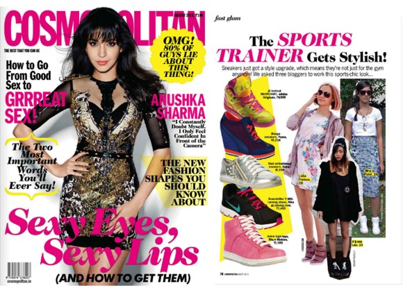Cosmopolitan, India, Trainer, sneaker, trend, anushka sharma, august, 2013