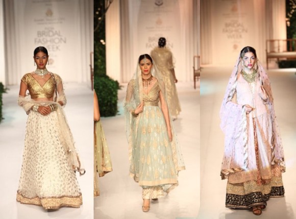 Kotwara by Meera & Muzaffar Ali, fashion, bridal, India Bridal Fashion Week, 2013, IBFW, sari, saree, lengha, wedding, gold, pastels, 