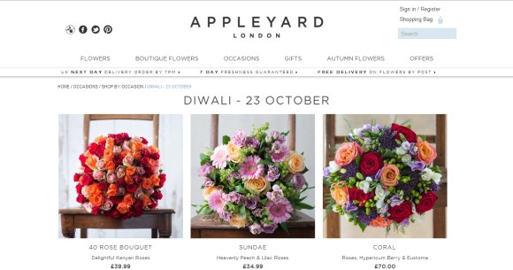 Appleyard, london, flowers, bouquets, diwali, festival of lights, india, hindu